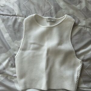Aritzia Babaton Cream Ribbed Tank Top
